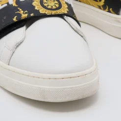 Versace White Leather Baroque Printed Logo Low Top Sneakers Size 39 For Women -Versace Official Website luxury women versace used shoes p639934 006