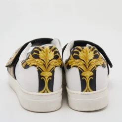 Versace White Leather Baroque Printed Logo Low Top Sneakers Size 39 For Women -Versace Official Website luxury women versace used shoes p639934 007