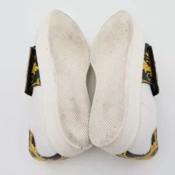 Versace White Leather Baroque Printed Logo Low Top Sneakers Size 39 For Women -Versace Official Website luxury women versace used shoes p639934 008