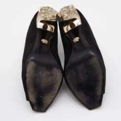 Versace Black Suede Medusa Zip Mule Sandals Size 38 For Women -Versace Official Website luxury women versace used shoes p642049 002