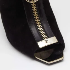 Versace Black Suede Medusa Zip Mule Sandals Size 38 For Women -Versace Official Website luxury women versace used shoes p642049 005