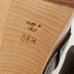 Versace Black Leather And Wooden Platform Slide Sandals Size 38.5 For Women -Versace Official Website luxury women versace used shoes p644680 009