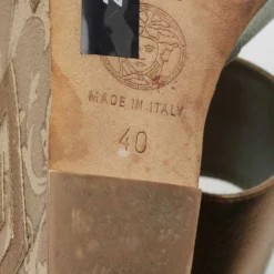 Versace Metallic Gold Leather Wedge Platform Sandals Size 40 For Women -Versace Official Website luxury women versace used shoes p646575 009