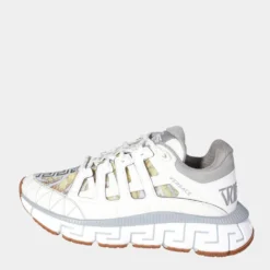 Versace White Wmns Trigreca Barocco Print Sneaker EU 38 For Women