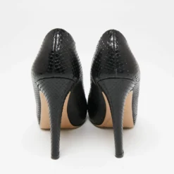 Versace Black Snakeskin Embossed Leather Open Toe Pumps Sze 36.5 For Women -Versace Official Website luxury women versace used shoes p656297 008