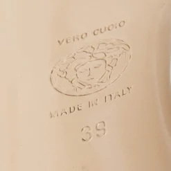 Versace White Leather Cutout Calf Length Sandals 39 For Women 16 Versace White Leather Cutout Calf Length Sandals 39 For Women -Versace Official Website luxury women versace used shoes p657280 009