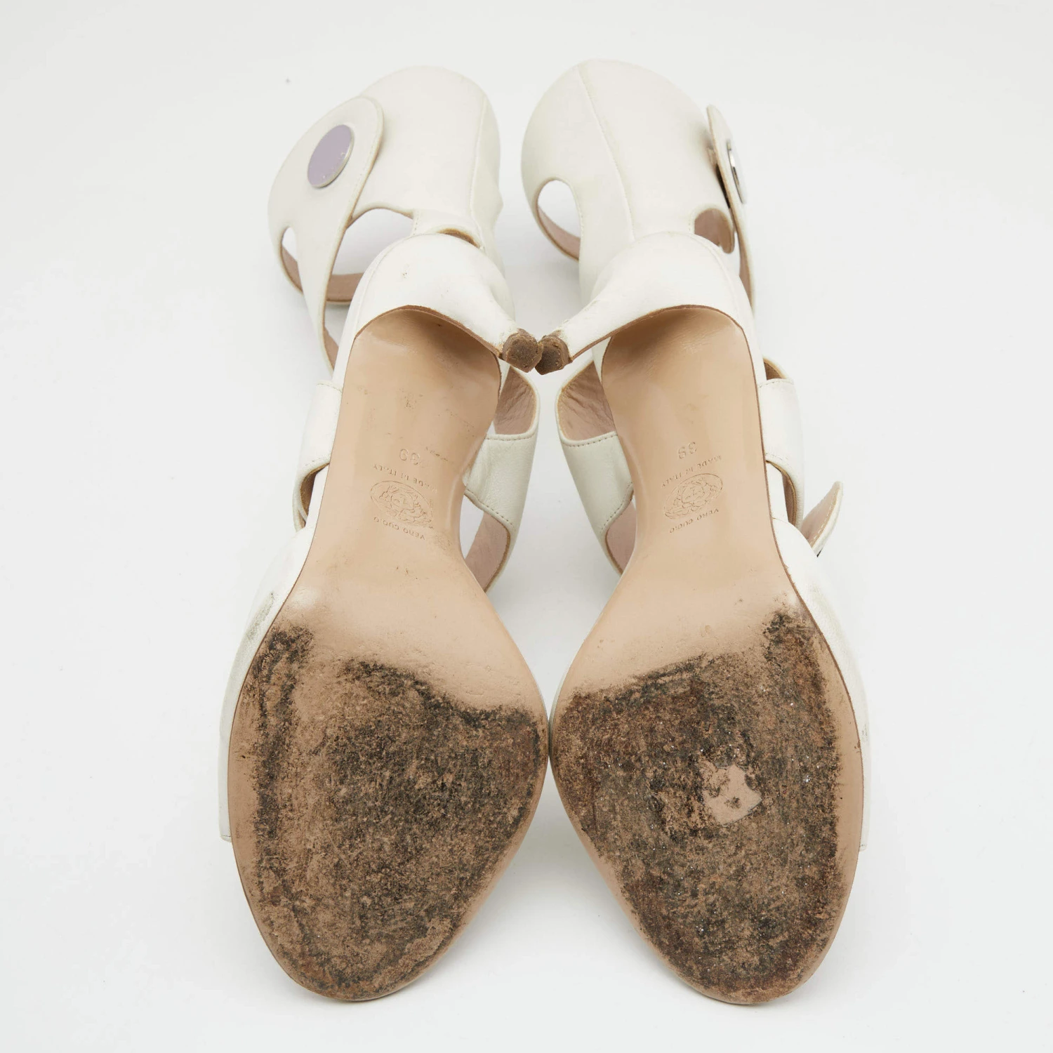 Versace White Leather Cutout Calf Length Sandals 39 For Women 6 Versace White Leather Cutout Calf Length Sandals 39 For Women - Image 6