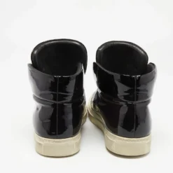 Versace Black Patent Leather Palazzo Medusa High Top Sneakers Size 38 For Women -Versace Official Website luxury women versace used shoes p659397 006