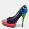 Versace Multicolor Suede And Leather Pointed Toe Platform Pumps Size 36 For Women