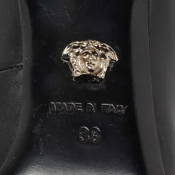 Versace Black Leather Palazzo Pointed Toe Pumps Size 38 For Women -Versace Official Website luxury women versace used shoes p673290 009