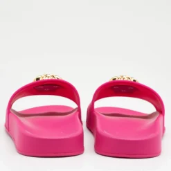 Versace Fuchsia Rubber Palazzo Pool Slides Size 41 For Women -Versace Official Website luxury women versace used shoes p675457 009