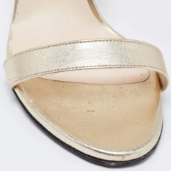 Versace Metallic Gold Leather Medusa Chain Ankle Strap Sandals Size 40 For Women -Versace Official Website luxury women versace used shoes p677827 007