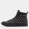 Versace Black Quilted Leather Medusa Studded High Top Sneakers Size 37.5 For Women