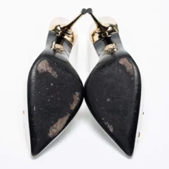 Versace White Leather Medusa Pointed Toe Pumps Size 39.5 For Women -Versace Official Website luxury women versace used shoes p680181 002