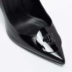 Versace Black Patent Leather Medusa Pumps Size 37 For Women -Versace Official Website luxury women versace used shoes p681750 005