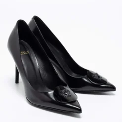 Versace Black Patent Leather Medusa Pumps Size 37 For Women -Versace Official Website luxury women versace used shoes p681750 006