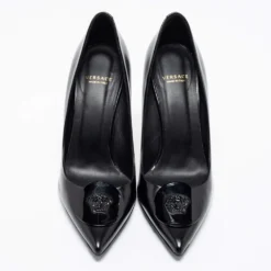 Versace Black Patent Leather Medusa Pumps Size 37 For Women -Versace Official Website luxury women versace used shoes p681750 007