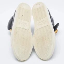 Versace Black Leather Medusa Palazzo Slip On High Top Sneakers Size 40 For Women -Versace Official Website luxury women versace used shoes p683251 001