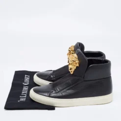 Versace Black Leather Medusa Palazzo Slip On High Top Sneakers Size 40 For Women -Versace Official Website luxury women versace used shoes p683251 008