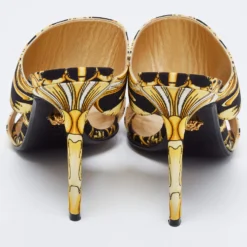 Versace Black Baroque Print Canvas Tribute Sandals Size 38 For Women -Versace Official Website luxury women versace used shoes p685569 009