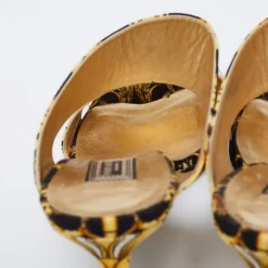 Versace Black Baroque Print Canvas Tribute Sandals Size 38 For Women -Versace Official Website luxury women versace used shoes p685569 010