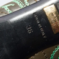 Versace Olive Brown Embroidered Leather Peep Toe Platform Pumps Size 36 For Women -Versace Official Website luxury women versace used shoes p690540 009