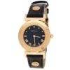 Versace Black Gold Tone Stainless Steel Vanity P5Q Women's Wristwatch 35 Mm For Women