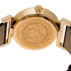 Versace Black Gold Tone Stainless Steel Vanity P5Q Women's Wristwatch 35 Mm For Women -Versace Official Website luxury women versace used watches p133069 004