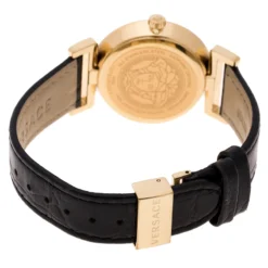 Versace Black Gold Tone Stainless Steel Vanity P5Q Women's Wristwatch 35 Mm For Women -Versace Official Website luxury women versace used watches p133069 005