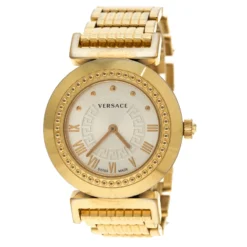Versace Gold Tone Stainless Steel Vanity P5Q Women's Wristwatch 35 Mm For Women