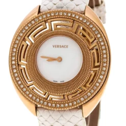Versace White Mother Of Pearl Gold Tone Diamond 67Q Women's Wristwatch 39 Mm For Women -Versace Official Website luxury women versace used watches p140557 0003