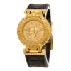 Gianni Versace Signature Medusa Gold Plated Leather Women's Wristwatch 30MM For Women