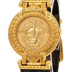 Gianni Versace Signature Medusa Gold Plated Leather Women's Wristwatch 30MM For Women -Versace Official Website luxury women versace used watches p158078 0003
