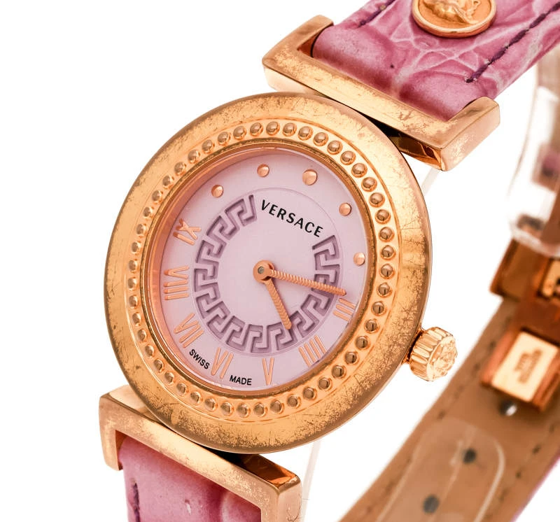 Versace Purple Gold Tone Stainless Steel Vanity P5Q Women's Wristwatch 35 Mm For Women 2 Versace Purple Gold Tone Stainless Steel Vanity P5Q Women's Wristwatch 35 Mm For Women - Image 2