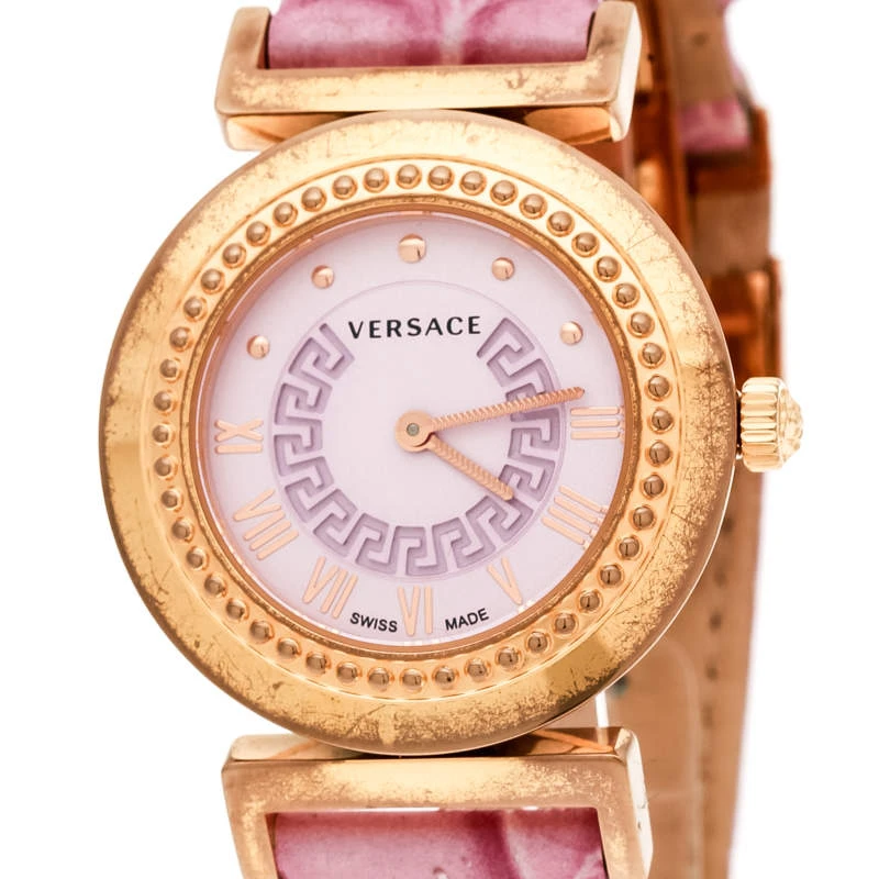 Versace Purple Gold Tone Stainless Steel Vanity P5Q Women's Wristwatch 35 Mm For Women 3 Versace Purple Gold Tone Stainless Steel Vanity P5Q Women's Wristwatch 35 Mm For Women - Image 3