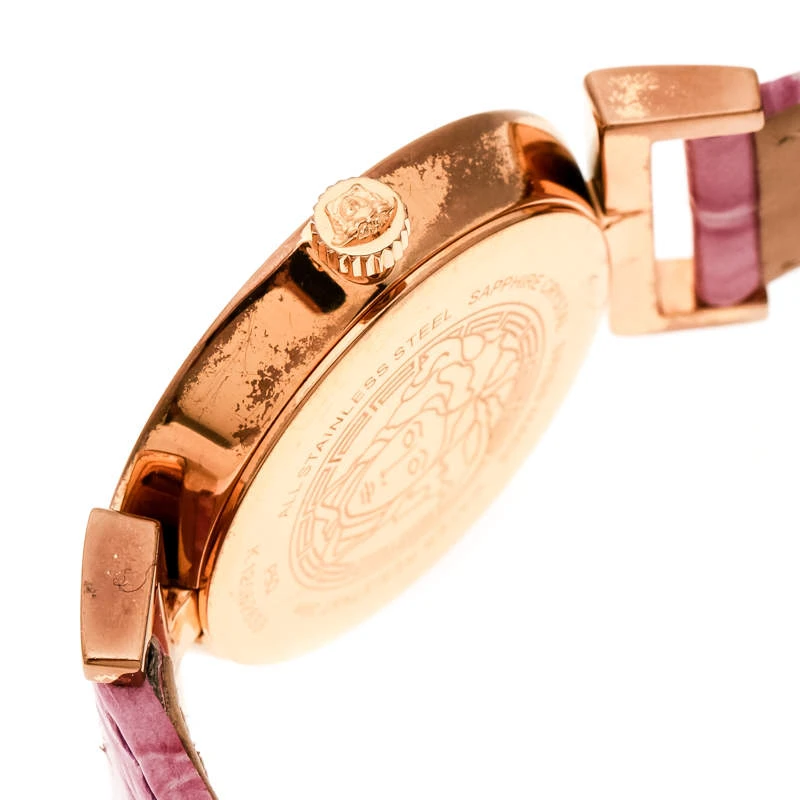 Versace Purple Gold Tone Stainless Steel Vanity P5Q Women's Wristwatch 35 Mm For Women 6 Versace Purple Gold Tone Stainless Steel Vanity P5Q Women's Wristwatch 35 Mm For Women - Image 6