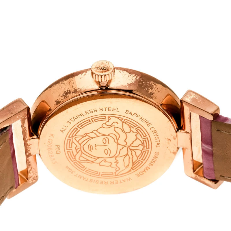 Versace Purple Gold Tone Stainless Steel Vanity P5Q Women's Wristwatch 35 Mm For Women 4 Versace Purple Gold Tone Stainless Steel Vanity P5Q Women's Wristwatch 35 Mm For Women - Image 4