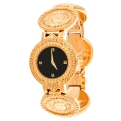 Versace Black Gold Tone Medusa Icon Women's Wristwatch 30 Mm For Women