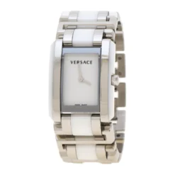 Versace White Ceramic Gold Stainless Steel Era 70Q Women's Wristwatch 24 Mm For Women