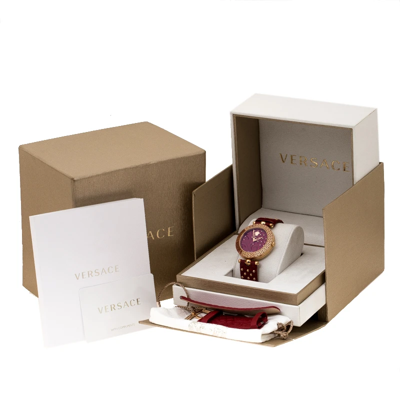 Versace Red Rose Gold Plated Stainless Steel Vanitas K7Q Women's Wristwatch 40 Mm For Women 8 Versace Red Rose Gold Plated Stainless Steel Vanitas K7Q Women's Wristwatch 40 Mm For Women - Image 8