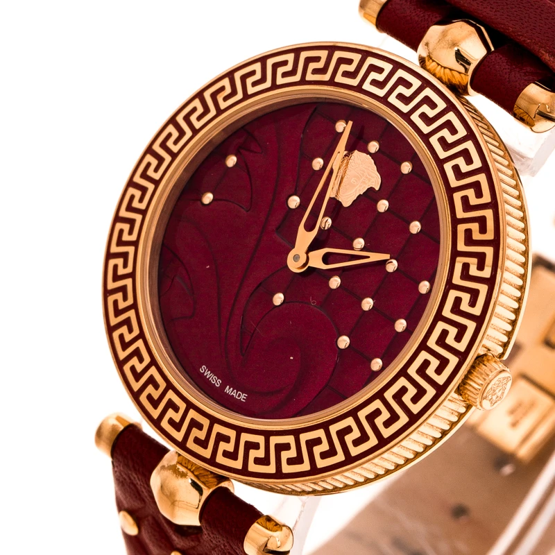 Versace Red Rose Gold Plated Stainless Steel Vanitas K7Q Women's Wristwatch 40 Mm For Women 2 Versace Red Rose Gold Plated Stainless Steel Vanitas K7Q Women's Wristwatch 40 Mm For Women - Image 2
