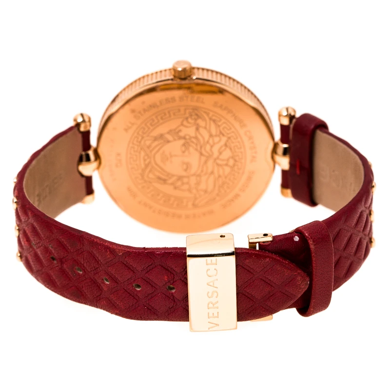 Versace Red Rose Gold Plated Stainless Steel Vanitas K7Q Women's Wristwatch 40 Mm For Women 5 Versace Red Rose Gold Plated Stainless Steel Vanitas K7Q Women's Wristwatch 40 Mm For Women - Image 5