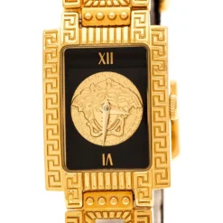 Gianni Versace Black Gold Plated Signature Medusa 7009017 Women's Wristwatch 20 Mm For Women -Versace Official Website luxury women versace used watches p235197 009