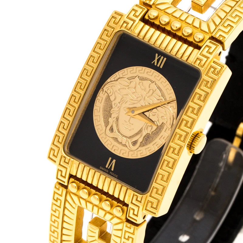 Versace Black 18K Yellow Gold Plated Stainless Steel Signature Medusa Women's Wristwatch 25 Mm For Women 2 Versace Black 18K Yellow Gold Plated Stainless Steel Signature Medusa Women's Wristwatch 25 Mm For Women - Image 2