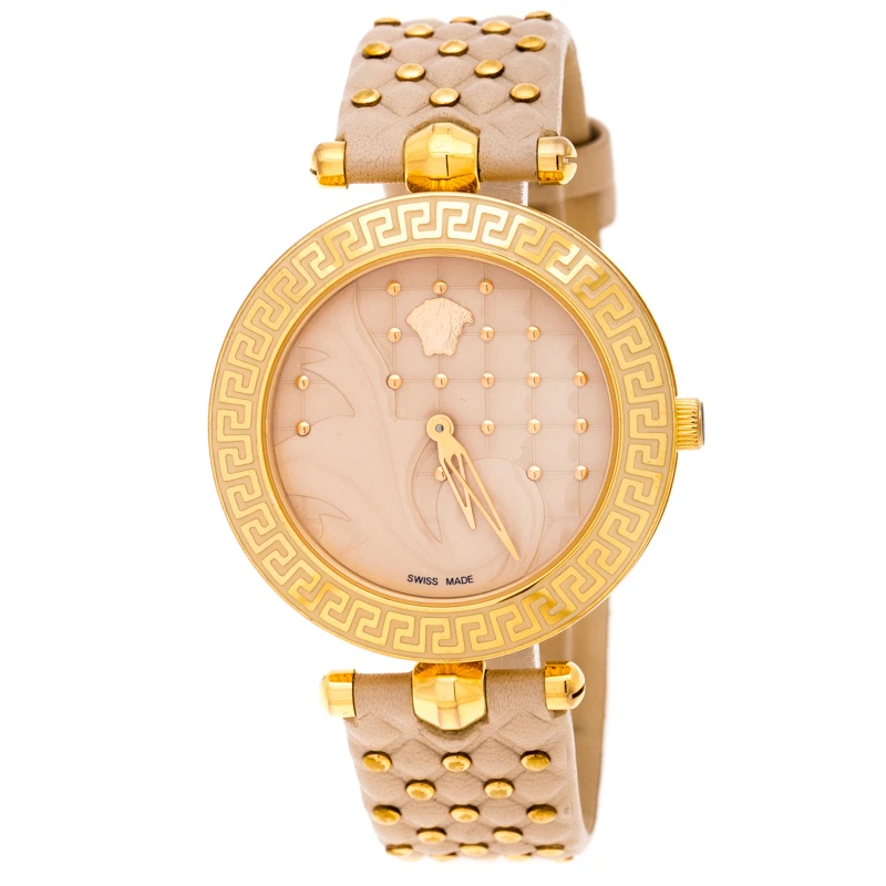 Versace Beige Rose Gold Plated Stainless Steel Vanitas VK7 Women's Wristwatch 40 Mm For Women 1 Versace Beige Rose Gold Plated Stainless Steel Vanitas VK7 Women's Wristwatch 40 Mm For Women