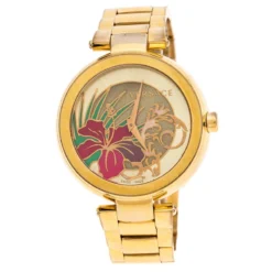 Versace Gold Plated Stainless Steel Mystique Hibiscus Women's Wristwatch 38MM For Women
