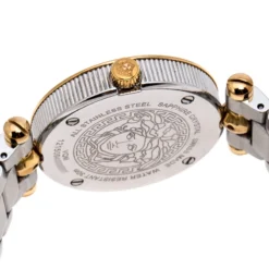 Versace Quilted Silver Two-Tone Stainless Steel Micro Vanitas VQM Women's Wristwatch 30 Mm For Women -Versace Official Website luxury women versace used watches p263536 002