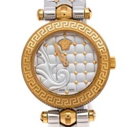 Versace Quilted Silver Two-Tone Stainless Steel Micro Vanitas VQM Women's Wristwatch 30 Mm For Women -Versace Official Website luxury women versace used watches p263536 006