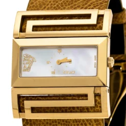 Versace Mother Of Pearl Gold Plated Stainless Steel Leather Beauville VSQ90 Women's Wristwatch 38 Mm For Women -Versace Official Website luxury women versace used watches p265635 001