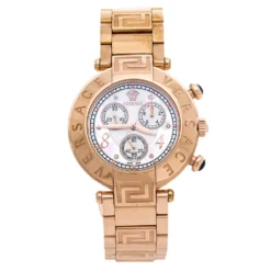 Versace Mother Of Pearl Rose Gold Plated Steel Reve 68C Women's Wristwatch 40 Mm For Women